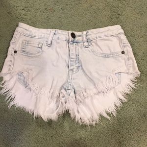 Fringe denim shorts